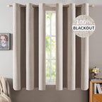 MIULEE Linen Blackout Curtains and Drapes 100% Room Darkening Thermal Insulated Grommet Window Panels with Coating 2 PCs W 42 x L 63 inches Khaki