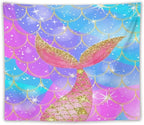 HZOHNAGO Mermaid Scales Tapestry Colorful Shiny Scales Mermaid Tail Pattern Printed Wall Tapestry Wall Hanging for Bedroom Living Room Dorm 60" W x 50" H