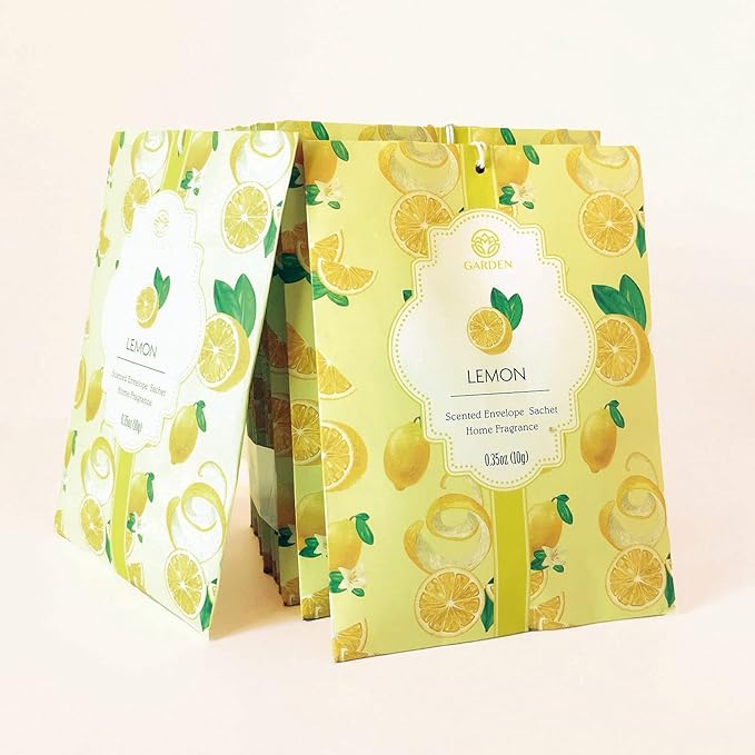 Lemon Scented Sachets - 12 Pack, Long-Lasting Home Fragrance Sachet Bags, Large Fresh-Scented Packets, Scented Sachets for Drawer and Closet