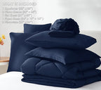 CozyLux Full Size Comforter Sets Navy Blue - 7 Pieces Bed in a Bag Full, Luxury Soft Bed Set for All Seasons, Bedding Set with Down Alternative Comforter, Sheets, Pillowcases & Shams