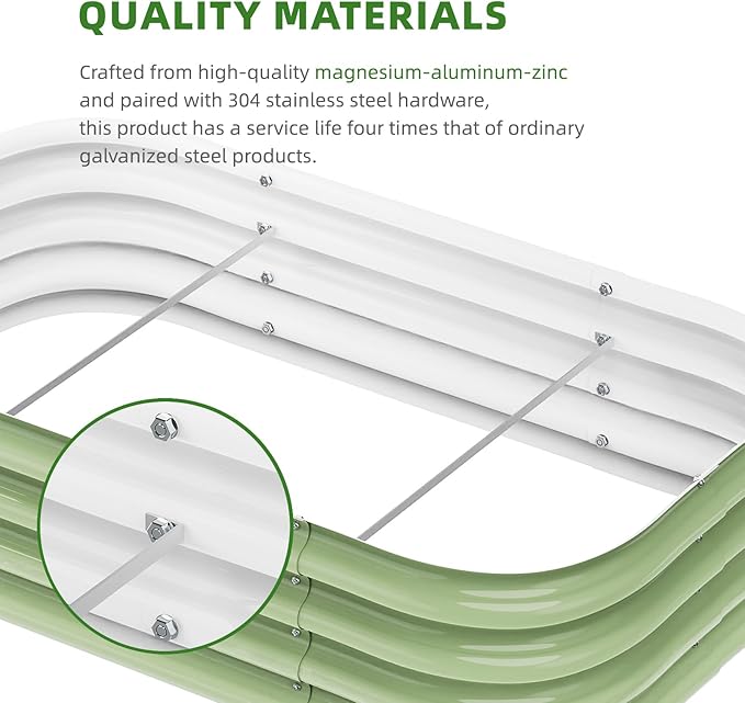 DaisyVibe Raised Garden Bed Kit, Planter Raised Garden Boxes Outdoor, Oval Large Metal Raised Garden Beds for Vegetables Flowers (Green, 5ftx2ftx1ft)