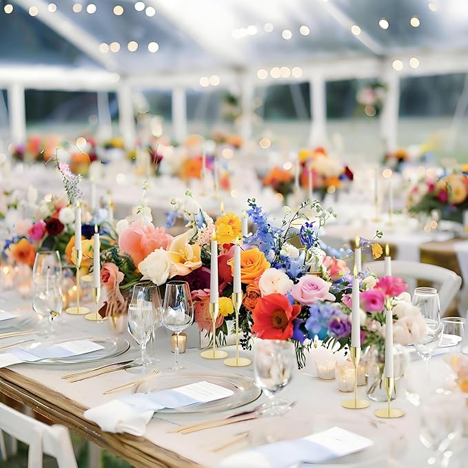 Taper Candle Holders,Tall Metal Candlestick Holders,Gold,Set of 54,Three Heights,Candle Stick Holder for Wedding Centerpiece Decoration,Dinning,Festival,Party or Home Decor