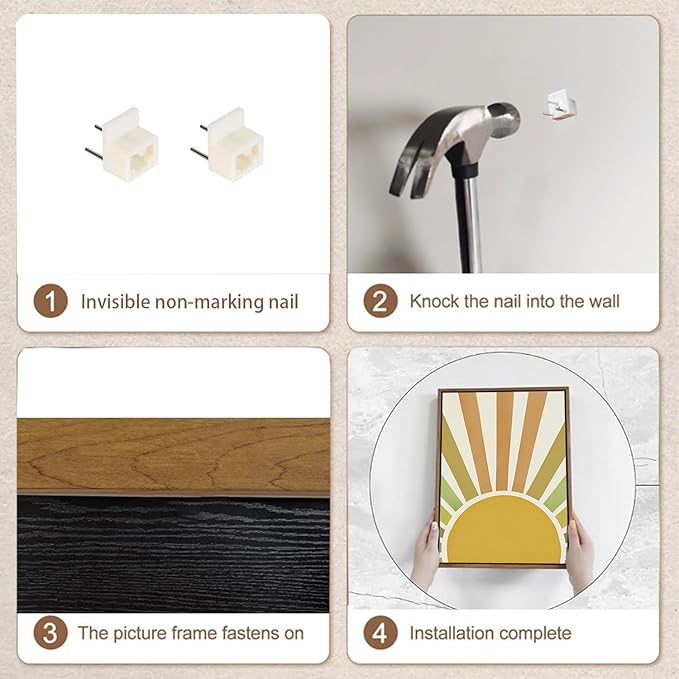 Bwodke Boho Wall Art, Framed Abstract Sunshine Wall Art, Sun Rising Neutral Canvas Wall Decor, Mid Century Geometric Pictures Set of 3, Minimalist Paintings, for Bedroom Living Room Bathroom 16"x24"