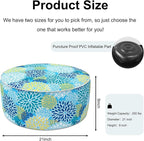 Inflatable Ottoman Stool D21 xH9 for Outdoor/Indoor Use, Water Repellent Patio Foot Rest Stool with Portable Handle,Round Pouf Ottoman Suitable for Garden,Deck and Camping - Dahlia Blue