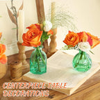 Green Vase, Bud Vases Set of 12, Small Green Glass Vases for Flowers Modern Ribbed Glass Bud Vase for Decor Wedding Flower Vase in Bulk Vintage Decor Bridal Shower Centerpieces Home Table Decoration