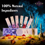 NAQSH Incense Sticks with Wooden Burner Natural Relaxing | Aromatherapy Incense for Air Purifier, Mind & Spirit & Ritualistic Fragrance | Gift Set (Set of 6 Packs - Total 120 Sticks) (Assorted 6)