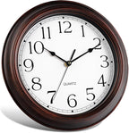 Wall Clock 10 Inch Battery Operated Silent Non-Ticking Wall Clock Vintage Retro Rustic Style Decorative for Bedroom Living Room Kitchen Home Office (Bronze)