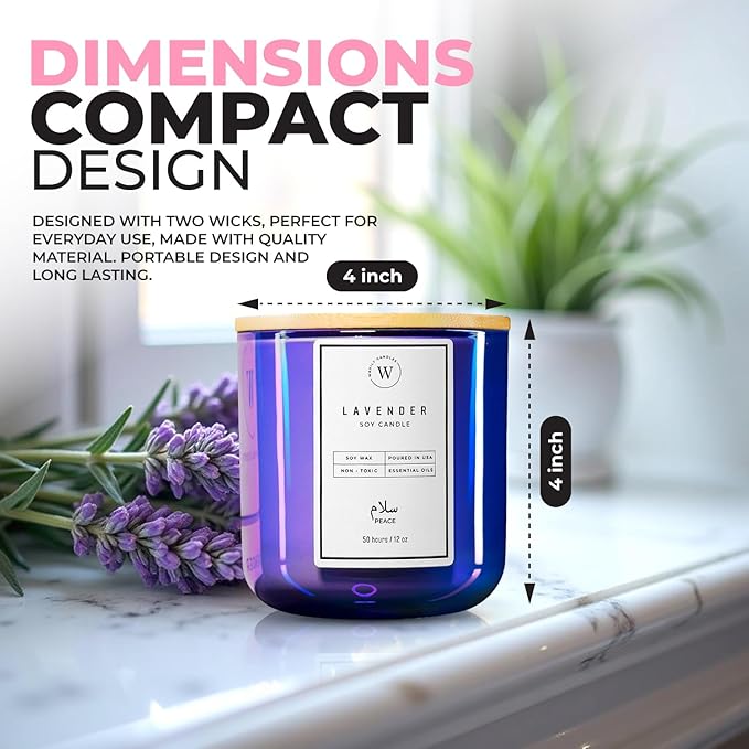 Waxily Lavender Scented Soy Candle | Non-Toxic, Phthalate-Free Essential Oil Candle | Aromatherapy, Luxury Gift, Clean Burning, Sleep Support, Calming Spa, Vegan Home Decor | 12oz