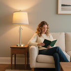 PARTPHONER Bedside Lamps Set of 2, Tall Table Lamps for Living Room, Height Adjustable Nightstand Lamps for Bedroom Office, Modern End Table Lamps with Pull Chain(LED Bulbs Included), Sand Nickel