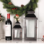 NEEDOMO Lanterns Decorative Outdoor&Indoor, Set of 2 Large Bronze Metal Lantern Decor with Glass, Candle Holder for Porch, Patio, Garden, Balcony, Wedding, Table Centerpiece Decorations