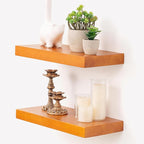 Marsmiles Floating Shelves for Wall - Small Wood Floating Shelves Set of 2-16 Inch Wide x 7.7 Inch Deep x 1.6 Inch Thick Rustic Wood Shelves for Room Wall