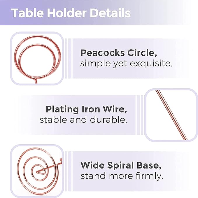 Table Number Holders 20Pcs - 3.35 Inch Place Card Holder Table Number Stands for Wedding Party Graduation Reception Restaurant Home Centerpiece Decorations Office Memo Photo (Rose Gold)