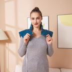 Ruqiji 19" x 24" Weighted Neck&Shoulder Heating Pad, 2.5lbs with 12 Temperature Settings&Countdown timer,Pain Relief for Neck/Shoulders/Menstrual Pain, Christmas Gifts for Women Men Mom Dad(Gray/Blue)