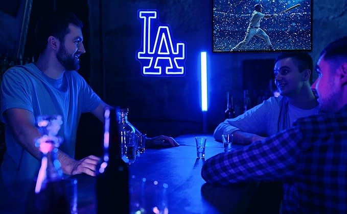LA Baseball Neon Sign, Los Angeles Cool Light Up Dimmable LA Team Logo Hanging Led Neon Sign for Baseball Wall Decor Art, Bedroom, Party, Man Cave, Garage, Birthday Christmas Gift for Baseball Fans