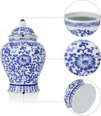 Chinoiserie Ginger Jar,7.6 Inch Ceramic Bule and White Ginger Jar w/Lid,Porcelain Ginger Jars Vase for Home,Living Room,Coffee Table,Mantle Fireplace (Bule&White)