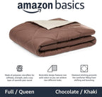 Amazon Basics Comforter Blanket Full/Queen, Reversible Lightweight Microfiber All Season Blanket, Chocolate/Khaki