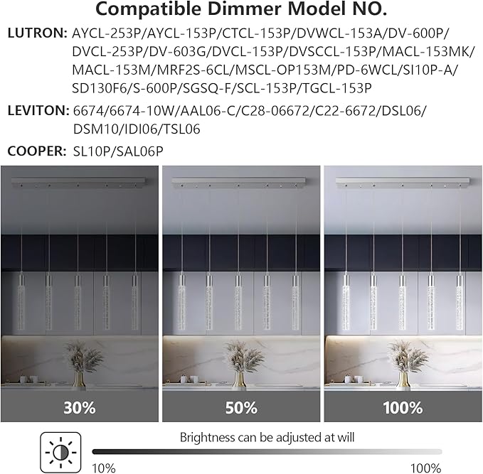 Kitchen Island Lighting Modern Light Fixture Chrome Pendant Light Dimmable LED Chrome Finish Mini Crystal Pendant Lights for Dining Room Living Room（5-Light）