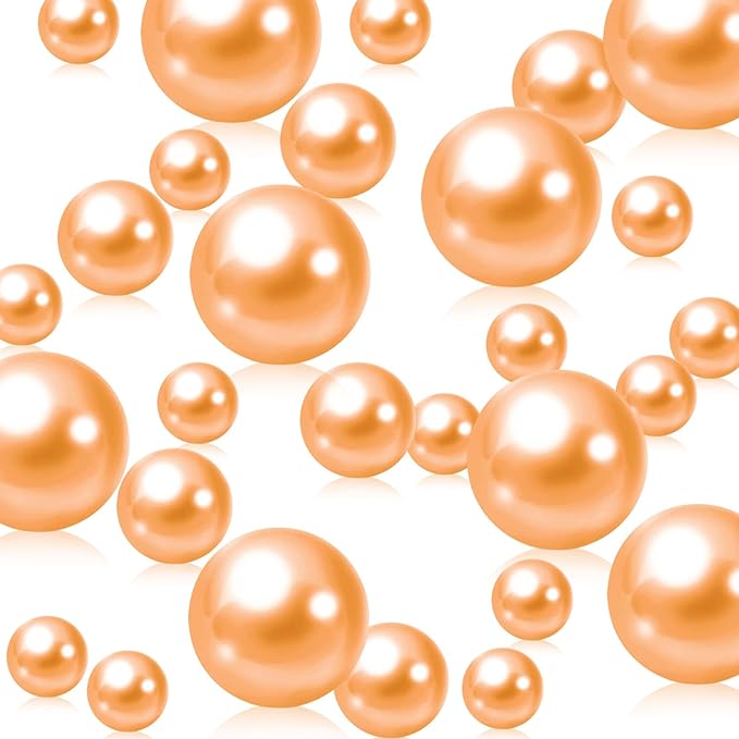 Rose Gold Vase Filler | 150PCS Pearls Bead for Centerpieces Vases | 8/14/20 mm No Hole Beads, Fake Pearls for Wedding Birthday Theme Party Table Centerpieces Decor