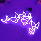 SYLHOME Butterfly Led Neon Light Sign Girls Bedroom Kids Room Beauty Studio Living Room Wedding Birthday Christmas Party Light Up Sign 16.5" X 8.9" USB