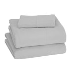 Amazon Basics 3 Piece Bed Sheets Set, 100% Cotton Jersey, Includes Super Soft, Flat and Fitted Sheets, Pillowcase, Toddler, Light Gray, Solid