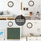 Geevon 14 Inch Retro Wall Clocks Battery Operated with Hygrometer and Thermometer Combo, Silent Wall Clock Non-Ticking Quartz Decorative for Kitchen Living Room School Bedroom