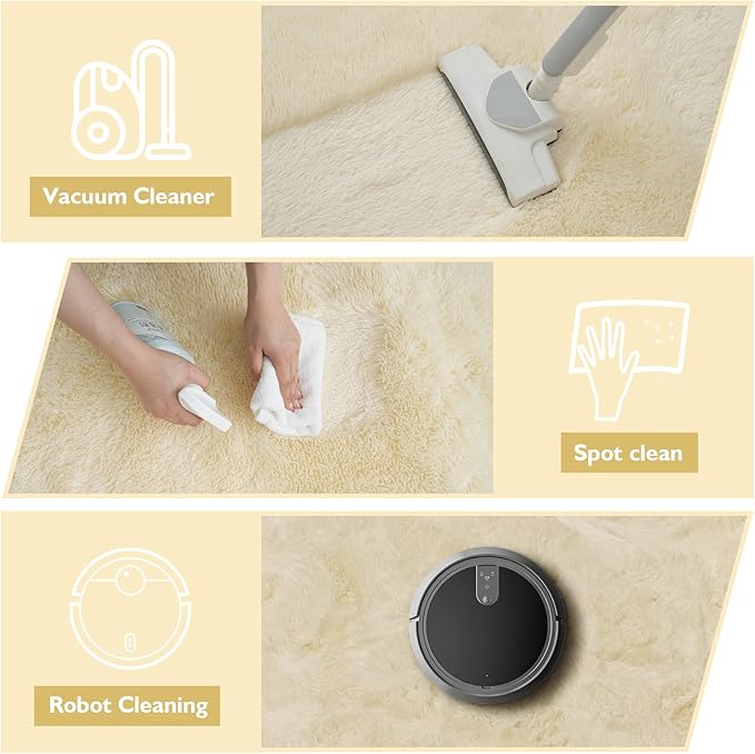 Shag Area Rug for Bedroom 4x6,Ivory Fluffy Area Rugs for Living Room,Soft Fuzzy Rug Non-Shedding Indoor Plush Carpet for Kids Bedroom Nursery Dorm Home Decor