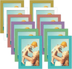 CRUGLA 12 Packs Colorful 4x6 Magnetic Picture Frames for Refrigerator Locker, Colored Peel and Stick Frame Bulk, 4 by 6 Photo Holders for Fridge Dishwasher Whiteboard, 6 Colors