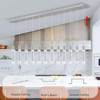 12-Lights Modern Crystal Chandeliers LED Pendant Light for Kitchen Island Dining Room Entrance Foyer Living Room Silver