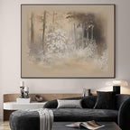 SIGNWIN 36"x46" Extra Large Framed Wall Art Misty Forest in Sepia Tones, Watercolor Woodland Landscape for Home Living Room Bedroom Decor (Frame Assembly Required)