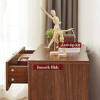 Evermagin 31.5W×29“H Large Fluted Nightstands Set of 2, Mid Century Modern 3 Drawer Night Stand Bedside Table, Small Wood Dresser for Bedroom, End Table with Storage, Walnut