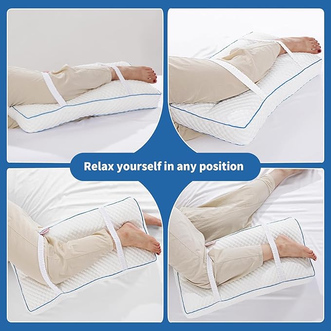 HOMBYS Cooling Knee Pillow for Side Sleepers with Straps-4 in Thick Leg Pillow for Spine Alignment, Lower Back Pain Relief - Pillow Between Legs Supportive and Breathable