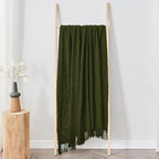 inhand Knitted Throw Blankets for Couch and Bed, Soft Cozy Knit Blanket with Tassel, Dark Green Lightweight Decorative Blankets and Throws, Farmhouse Warm Woven Blanket for Men and Women, 60"x80"