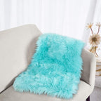 Latepis Light Blue Small Fluffy Rugs 2x3 Teal Faux Sheepskin Fur Rug for Bedroom Cute Throw Plush Rug for Cushion Chair Furry Rugs for Home Décor