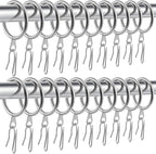 Hotop 60 Pieces 1.65 Inch Metal Drapery Curtain Rings Curtain Hanging Rings and 60 Pieces Metal Drapery Pin Hooks for Drapes Window Door Shower (Silver)