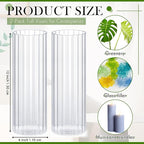 2 Pcs 12 Inch Tall Glass Ribbed Cylinder Vases Clear Floating Candle Flower Vase in Bulk, Hurricane Candle Holder for Wedding Housewarming Gift Table Centerpieces