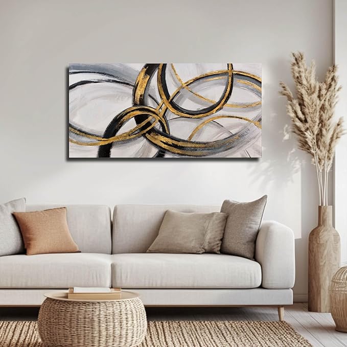 SOUGUAN Canvas Wall Art - Black and White Artwork - Abstract Graffiti Painting - Wall Art for Living Room Bedroom Kitchen Home Wall Decorations 20x40 Inch