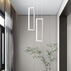 Modern Kitchen Pendant Light Fixture White 18W LED Pendant Light 2 Rings Rectangle Chandelier Pendant Lighting for Kitchen Island Living Room Dining Room Bedroom
