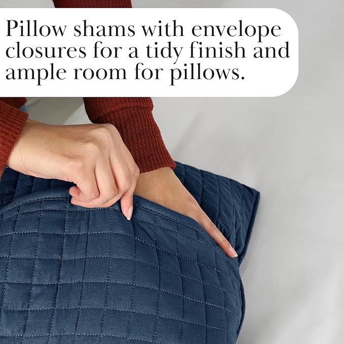 Southshore Fine Living, Inc. Twin Quilt Bedding Set, Soft Microfiber Summer Bedspread Coverlet, Stain and Pet Hair Resistant Bedding, Machine Washable Twin/XL Quilt Set with 1 Pillow Sham, Dark Blue