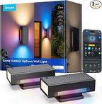 Govee Outdoor UpDown Wall Light, 2 Pack, 1200LM RGBICWW Smart Porch Lights Outdoor with 64 Scene Modes, IP66 Waterproof Wall Sconce for Outdoor Decor, Works with Alexa, Google Assistant and Matter