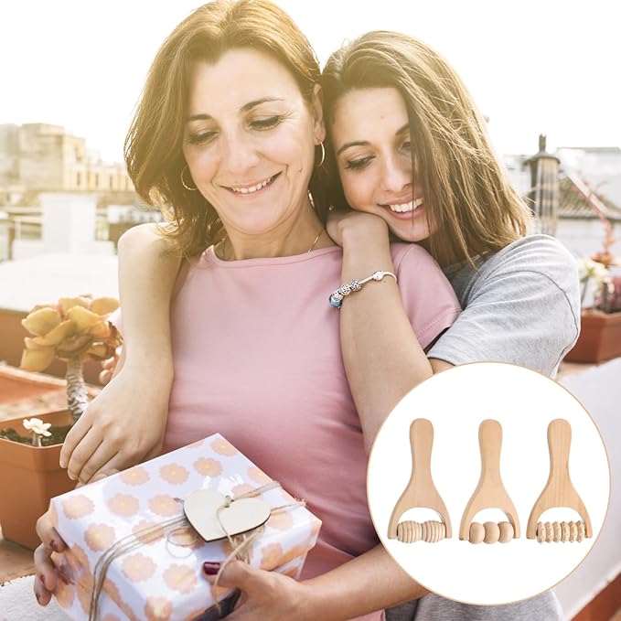 3Pcs Wood Therapy Massage Sticks, Wooden Massage Rollers, Hand Massage Tools Manual Hand Muscle Roller for Relaxes Thigh, Leg, Hands Full Body Muscle