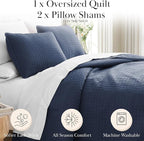 Southshore Fine Living, Inc. Twin Quilt Bedding Set, Soft Microfiber Summer Bedspread Coverlet, Stain and Pet Hair Resistant Bedding, Machine Washable Twin/XL Quilt Set with 1 Pillow Sham, Dark Blue