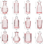 RUCKAE Pink Flower Vase in Bulk 22 Glass Bud Vases Vintage Small Vases for Centerpiece Table Wedding Decorations Home Decor Party (Pink)