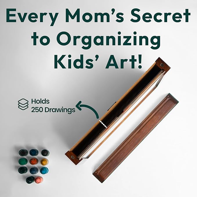 Kids Art Frames 8.5x11, Front Opening Artwork Display Frame for Kids’ Creations – Brown Changeable Frame Holds 250+ Pieces, Show & Store Kids Art, Crafts, and 3D Projects, Easy Wall Hanging