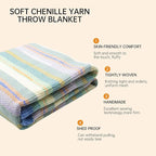 Soft Chenille Yarn Throw 36"x48", Handmade Knit Throw Blanket, for use in All Seasons, Soft Cozy Warm Knitted Blanket for Bed Sofa, Couch Chair, Living Room(1.37Ib)