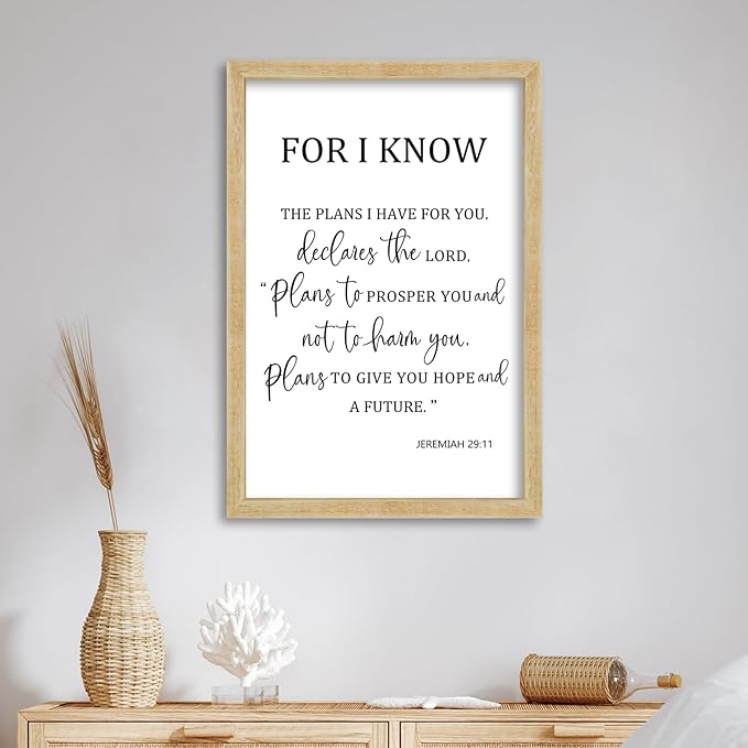 FZMHASLWW For I Know The Plans I Have for You Wall Decor 16"×11" Jeremiah 29 11 Sign Large Wood Framed Wall Hanging Art (Wood)