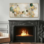 Gold Circle Modern Artwork Framed Abstract Wall Art Green Canvas Decor 24"x48" Wall Decorations for Bedroom Living Room Kitchen