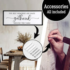 The Best Memories are Made Gathered Around The Table Sign Framed Wall Art, 40''×15'' Rustic Horizontal Plaque with Black Frame for Dinning Living Room, Long Home Family Wood Sign Wall Decor