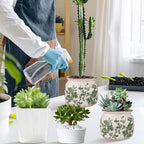 Vintage Planter Large Ceramic Plants Pot Beige Green Vintage Floral Ice Crack Cottage Scroll Vase Flower Vase Pot Indoor Plants Home Kitchen Decor Farmhouse Antique Decorative Gifts