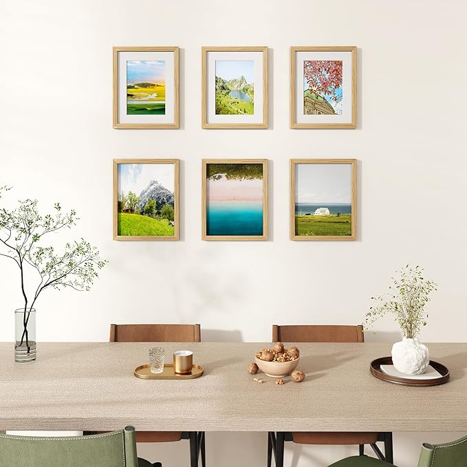 IBUYKE 8x10 Picture Frame,Set of 3,Solid Oak Wood 8x10 Photo Frame with Mat to 5x7,10x8 Picture Frames With Tempered Glass,Tabletop or Wall Mount Display,Home Decor,Natural Oak 8 x 10 Frame,UWPF0810N-3