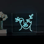 JONATHAN Y NEN1032A Teary Face 13.7" X 10.9" Contemporary Glam Acrylic Box USB Operated LED Neon Light, Blue